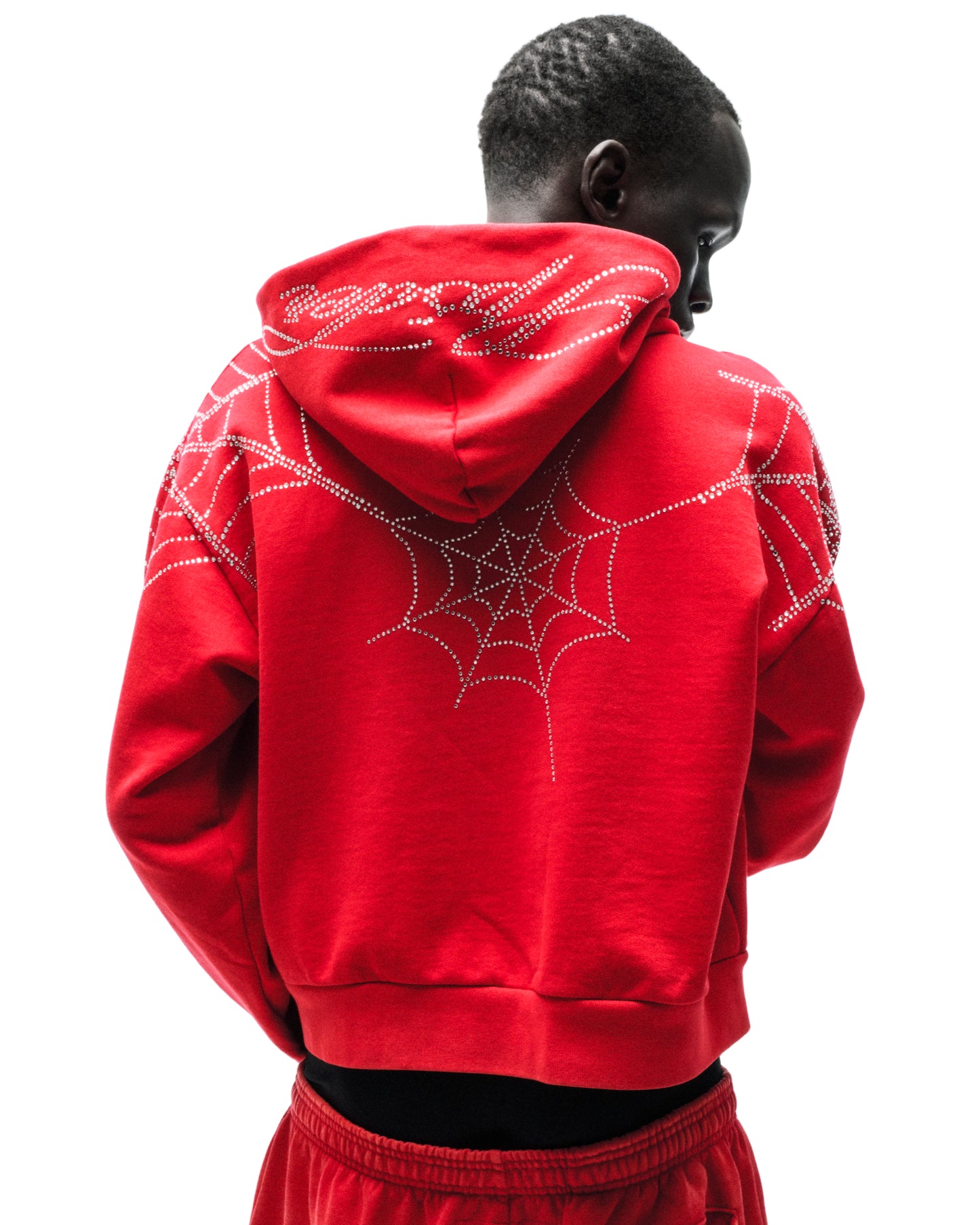 RHINESTONE WEB ZIP HOODIE