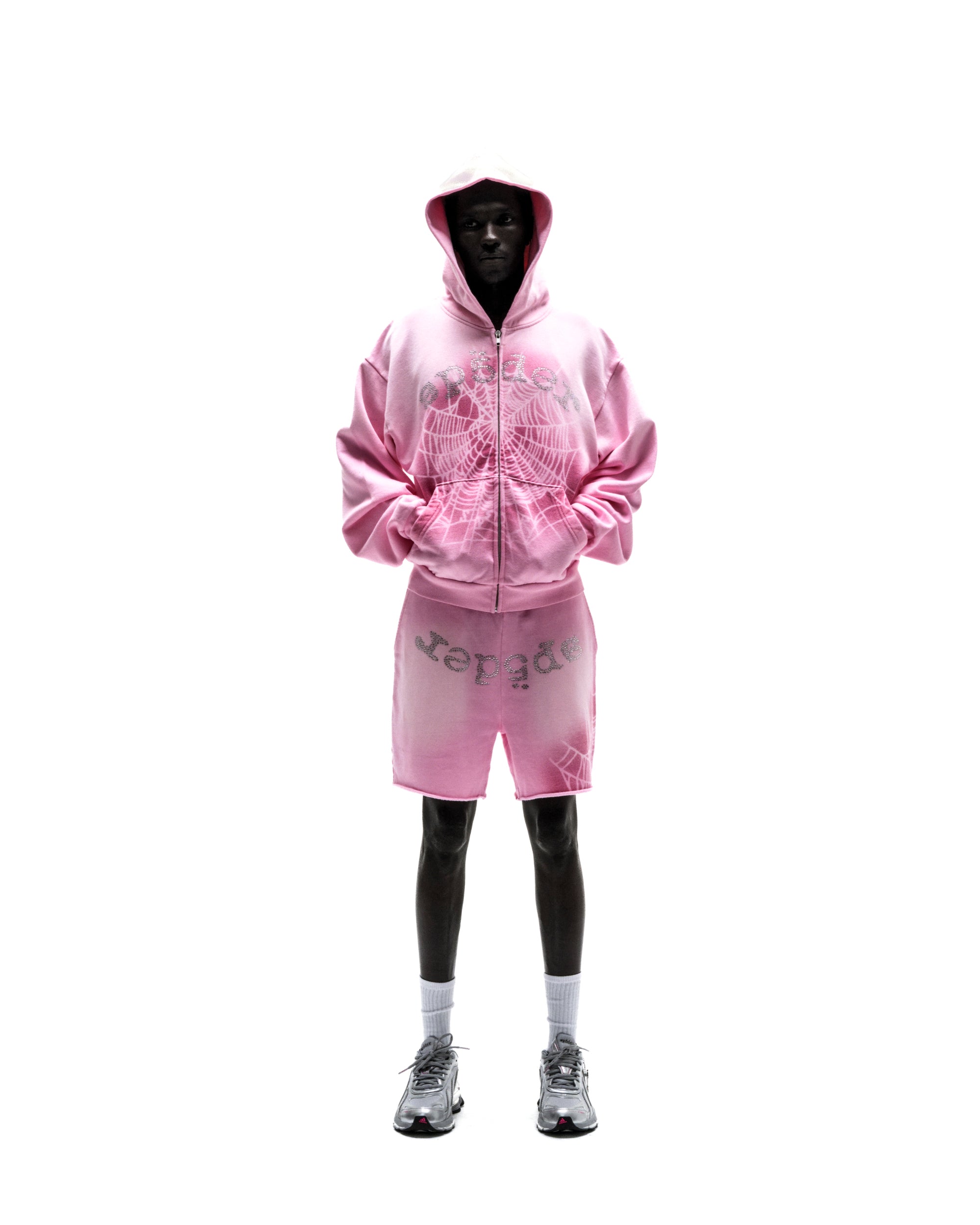 LIGHT PINK OG WEB V2 SPRAY ZIP HOODIE | SP5DER | KING SPIDER