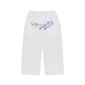 White cotton sweatshorts with flag-inspired rhinestone OG logo graphic.
