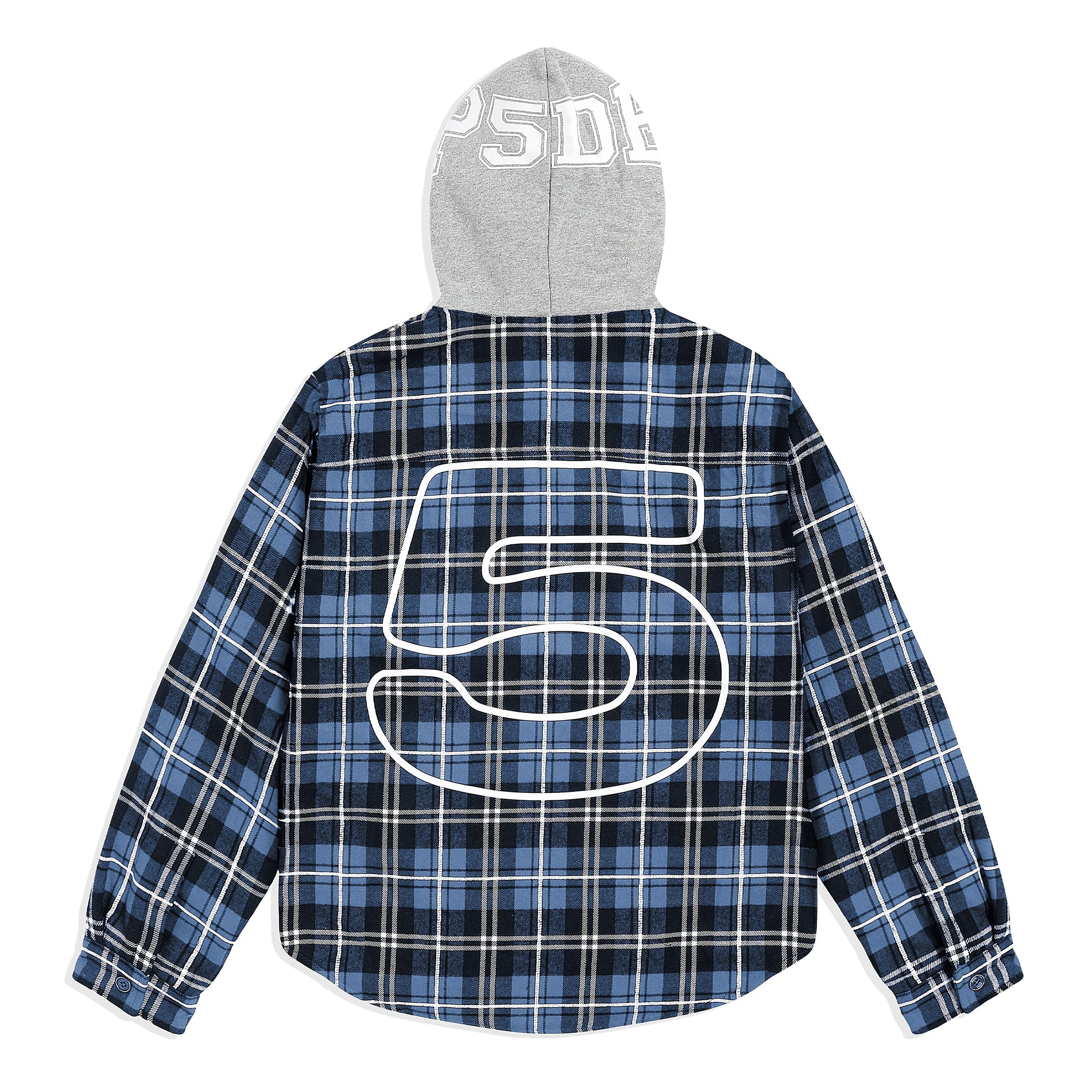 BLUE HOODED ZIP FLANNEL SHIRT JACKET | SP5DER | KING SPIDER