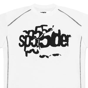 WHITE CONTRAST STITCH SLUB TEE