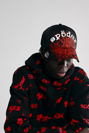 BLACK SEX AOP HOODIE ON MODEL