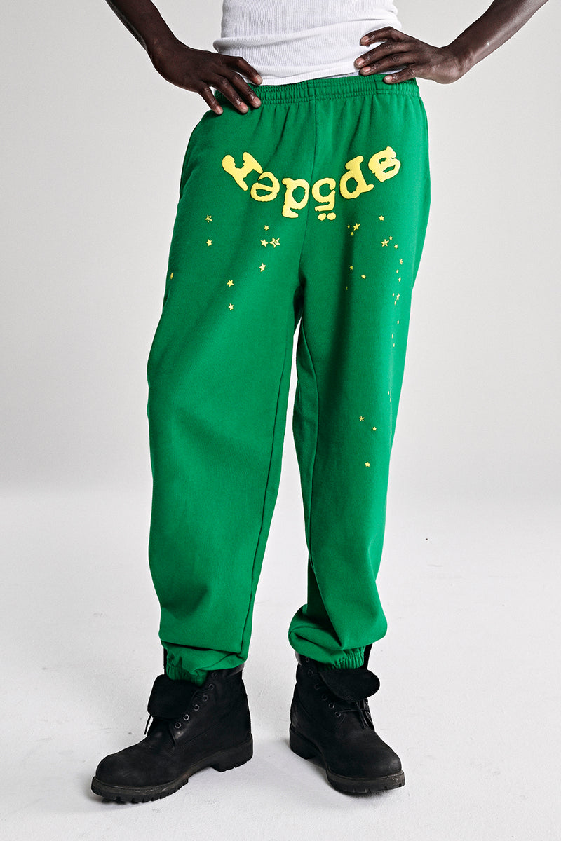 GREEN STAR OG WEB V2 SWEATPANT ON MODEL