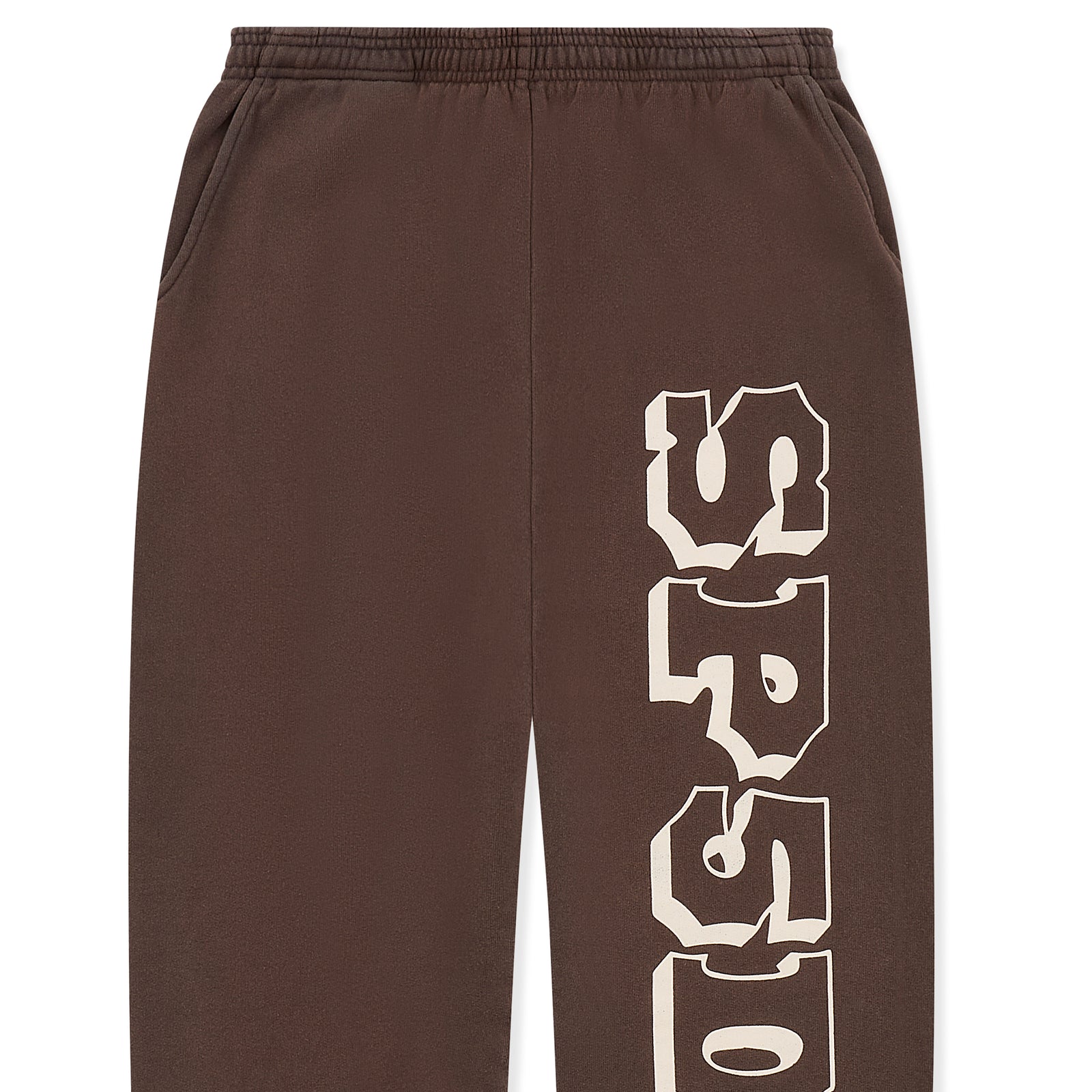 Brown 5STAR RODEO SWEATPANT with large cream "SP5DER" text print down the leg.