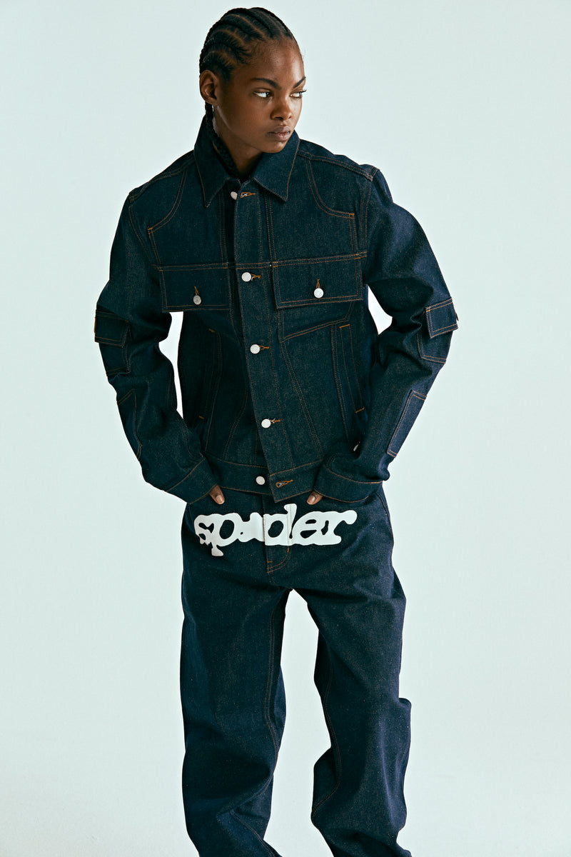 INDIGO DENIM V3 TRUCK JACKET ON MODEL