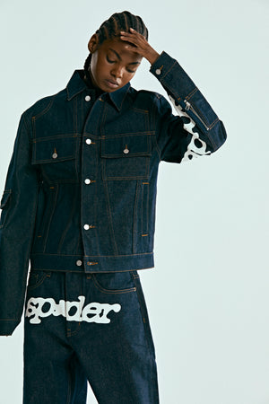 INDIGO DENIM V3 TRUCK JACKET ON MODEL