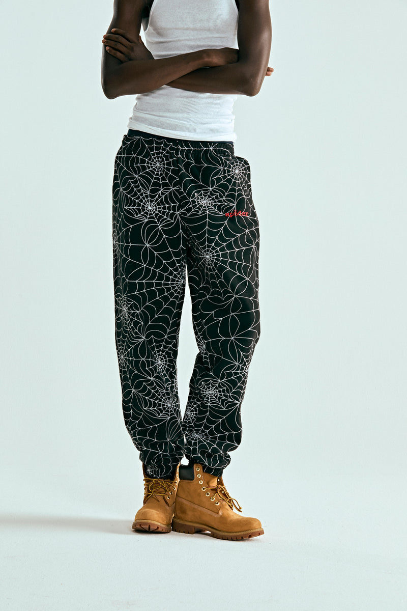 BLACK EMBROIDERED AOP SWEATPANT ON MODEL