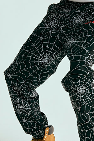 BLACK EMBROIDERED AOP SWEATPANT ON MODEL