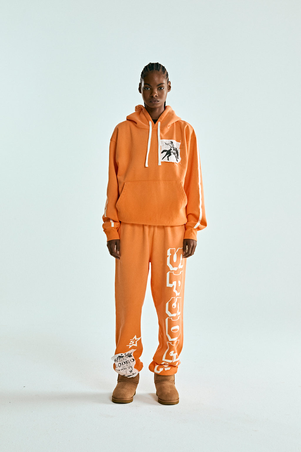 ORANGE 5STAR RODEO HOODIE ON MODEL