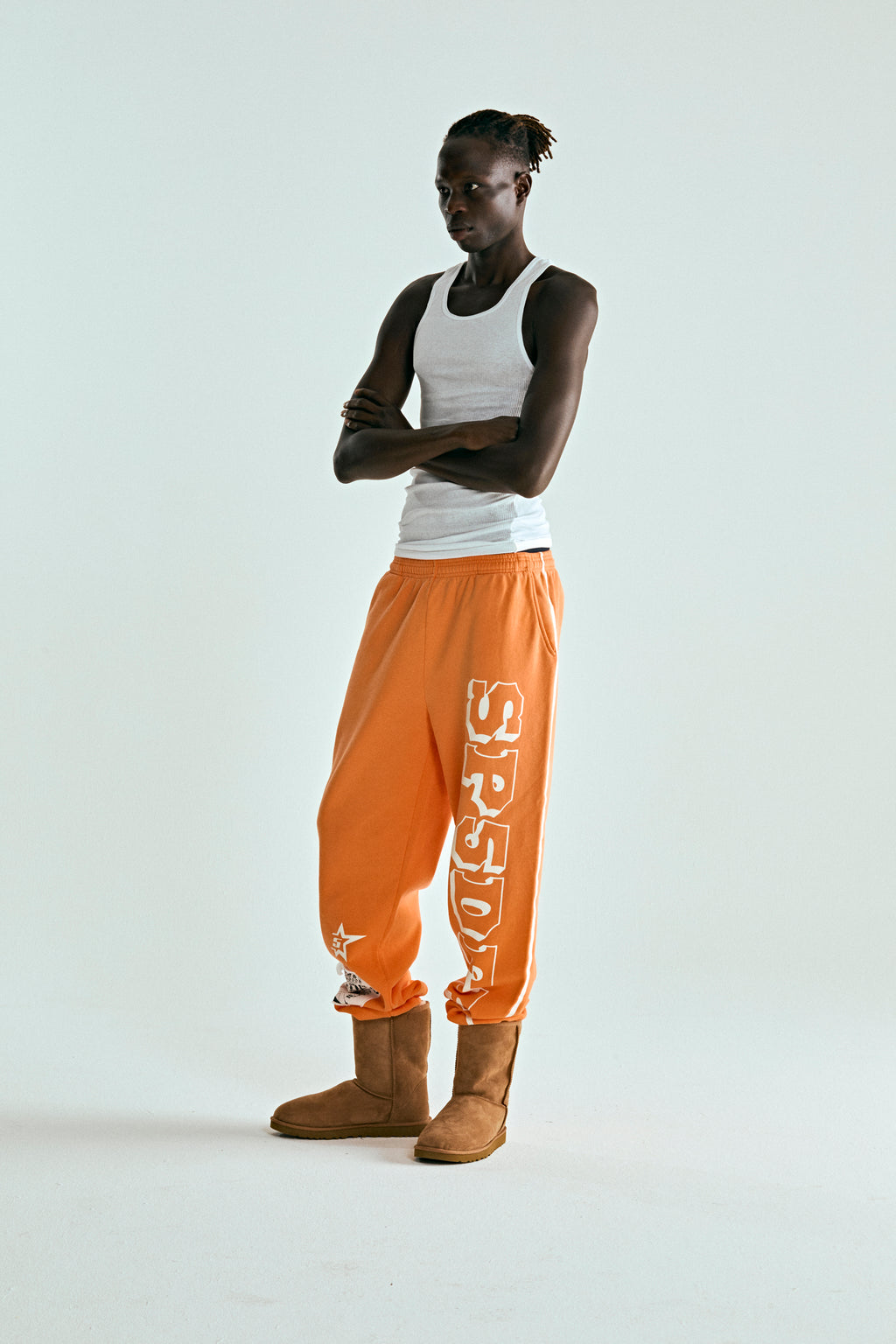 ORANGE 5STAR RODEO SWEATPANT ON MODEL
