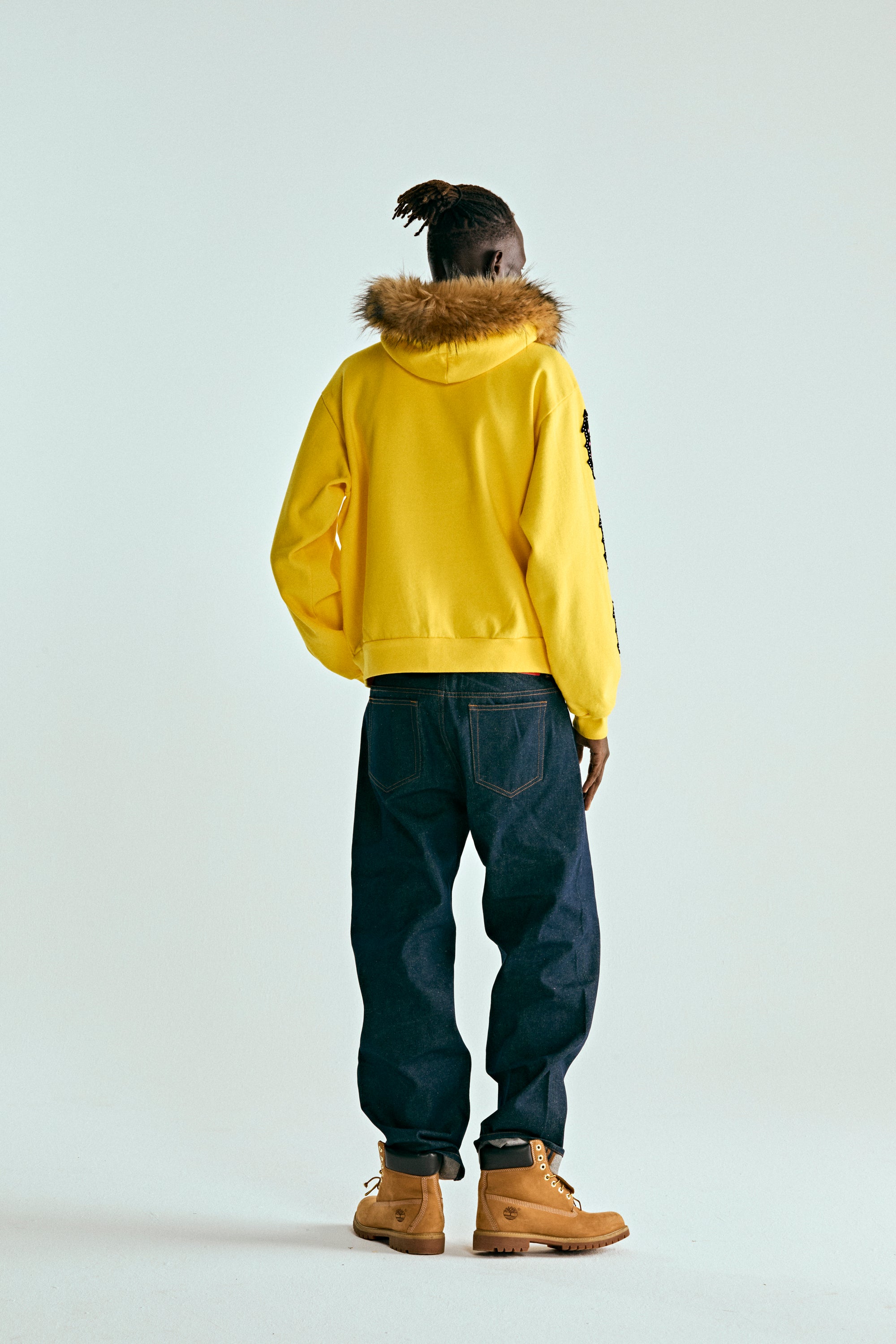 【希少】 激レア SP5DER ファージップパーカー パーカー イエロー YELLOW FUR HOODED ZIP UP SWEATSHIRT | SP5DER | KING SPIDER