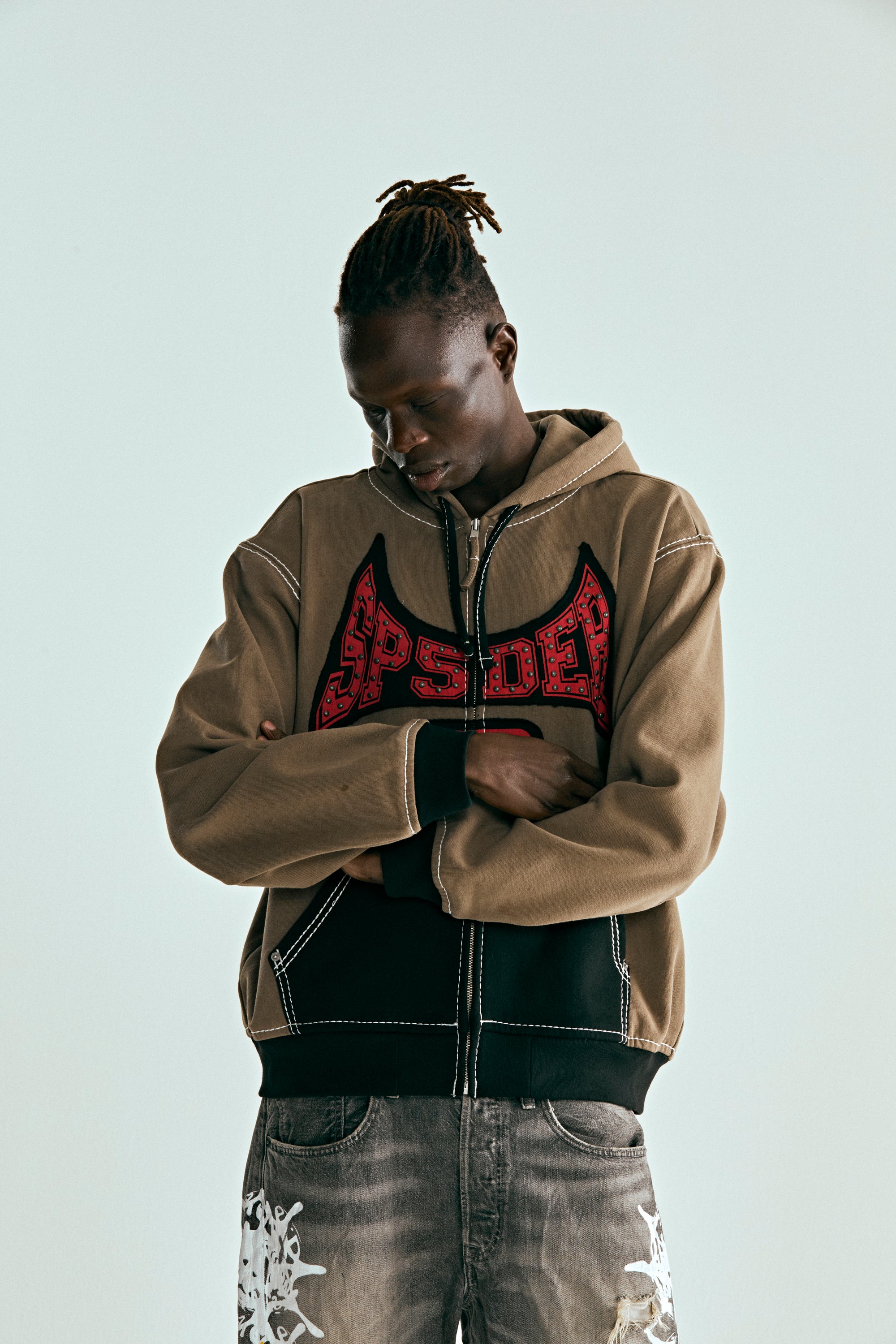 BROWN T&F ZIP HOODIE | SP5DER | KING SPIDER