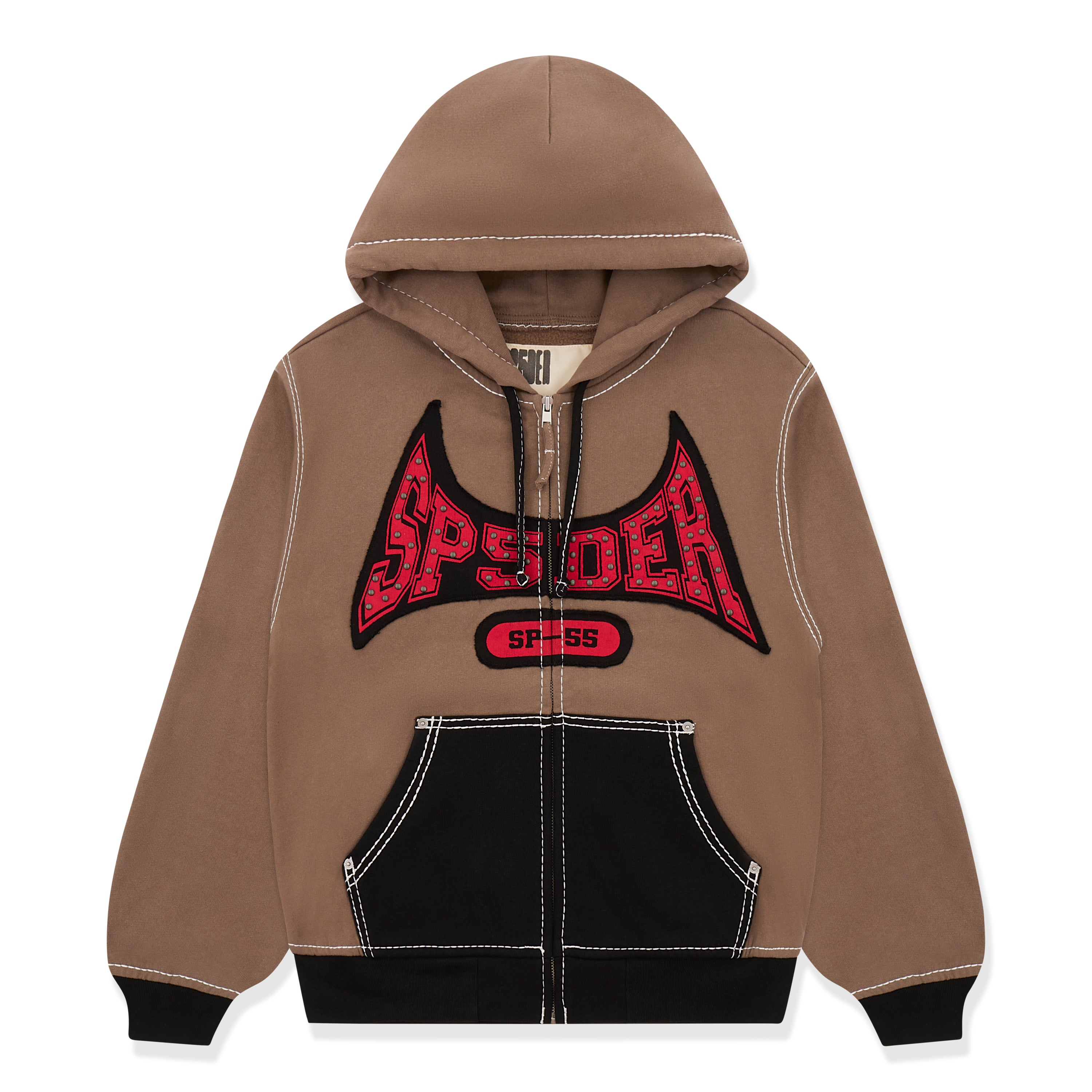 BROWN T&F ZIP HOODIE | SP5DER | KING SPIDER