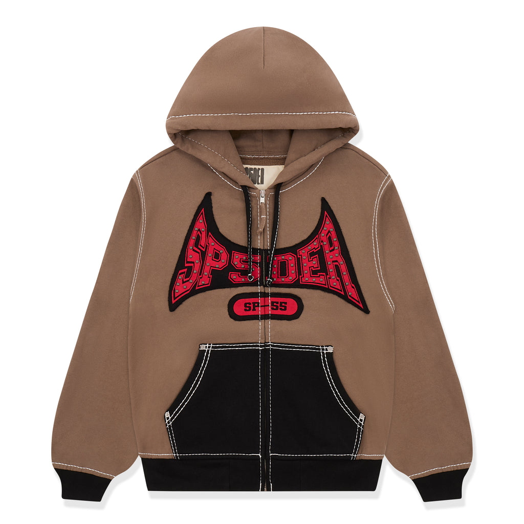 BROWN T&F ZIP HOODIE