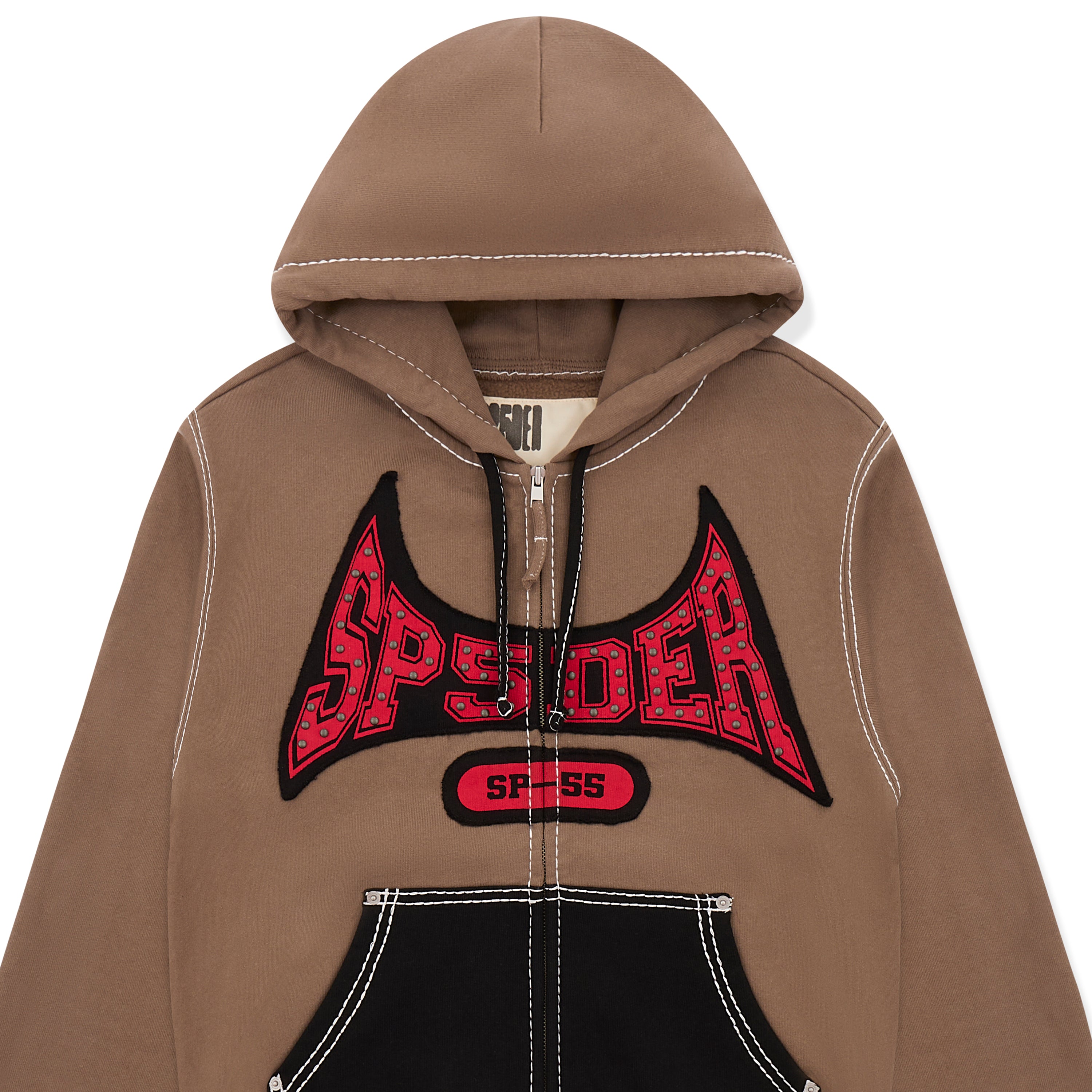 BROWN T&F ZIP HOODIE | SP5DER | KING SPIDER