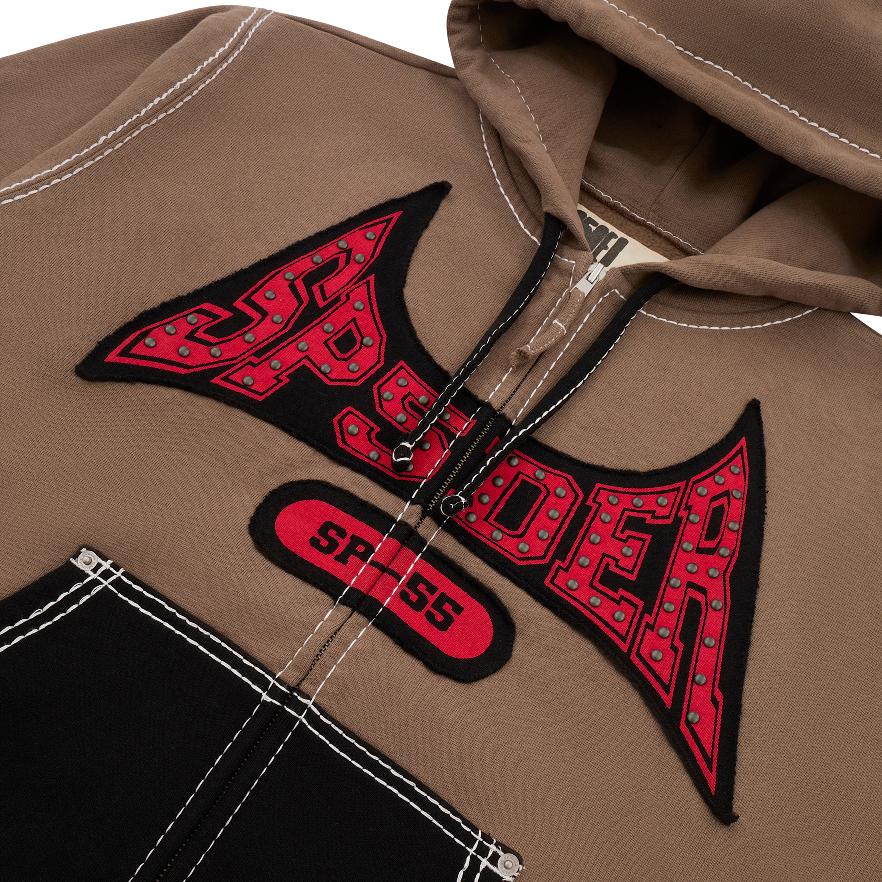 BROWN T&F ZIP HOODIE | SP5DER | KING SPIDER
