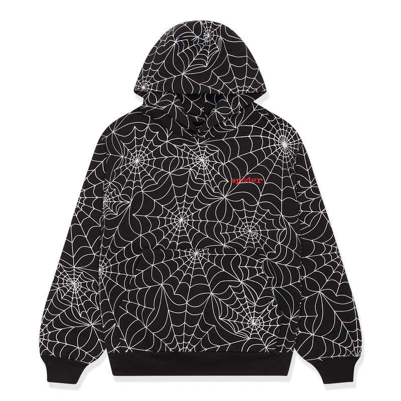 BLACK EMBROIDERED AOP HOODIE