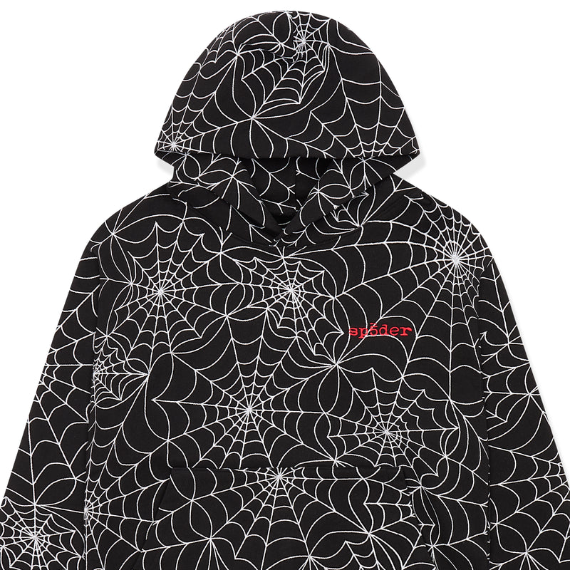 BLACK EMBROIDERED AOP HOODIE