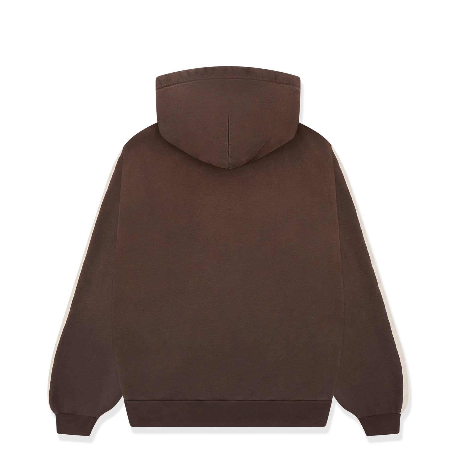 Back of a brown 13oz cotton fleece 5STAR Rodeo hoodie with rib knit hem and cuffs.