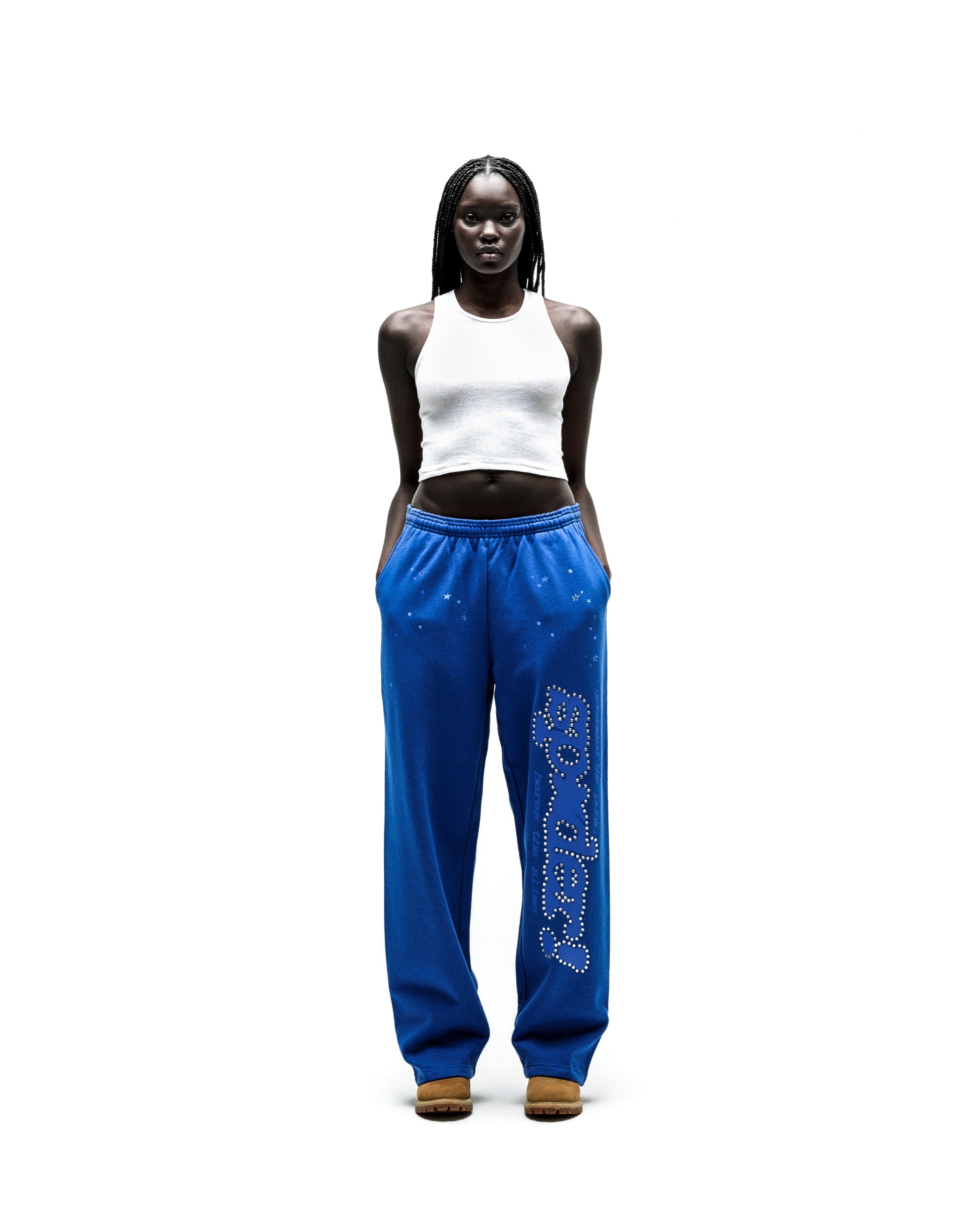 BLUE RHINESTONE PUNK V2 SWEATPANT | SP5DER | KING SPIDER