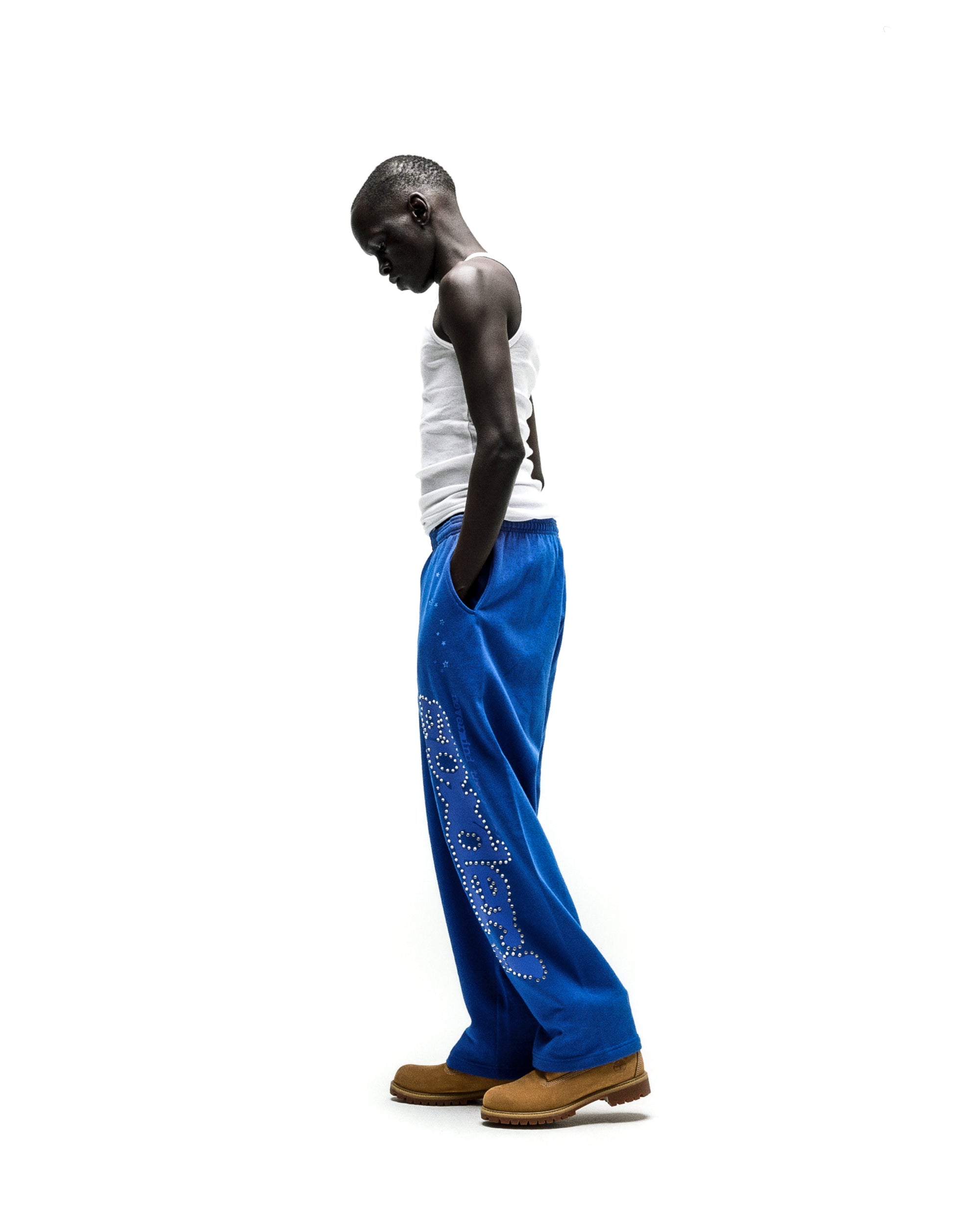 BLUE RHINESTONE PUNK V2 SWEATPANT | SP5DER | KING SPIDER