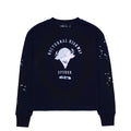 Custom dyed navy 10oz waffle thermal with "Nocturnal Highway" graphic and stars.