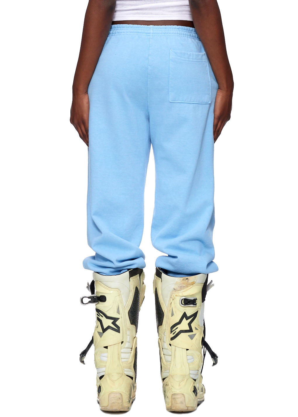 Light blue CLASSIC SWEATPANT, 23oz fleece, with back pocket and SP5DER web print.