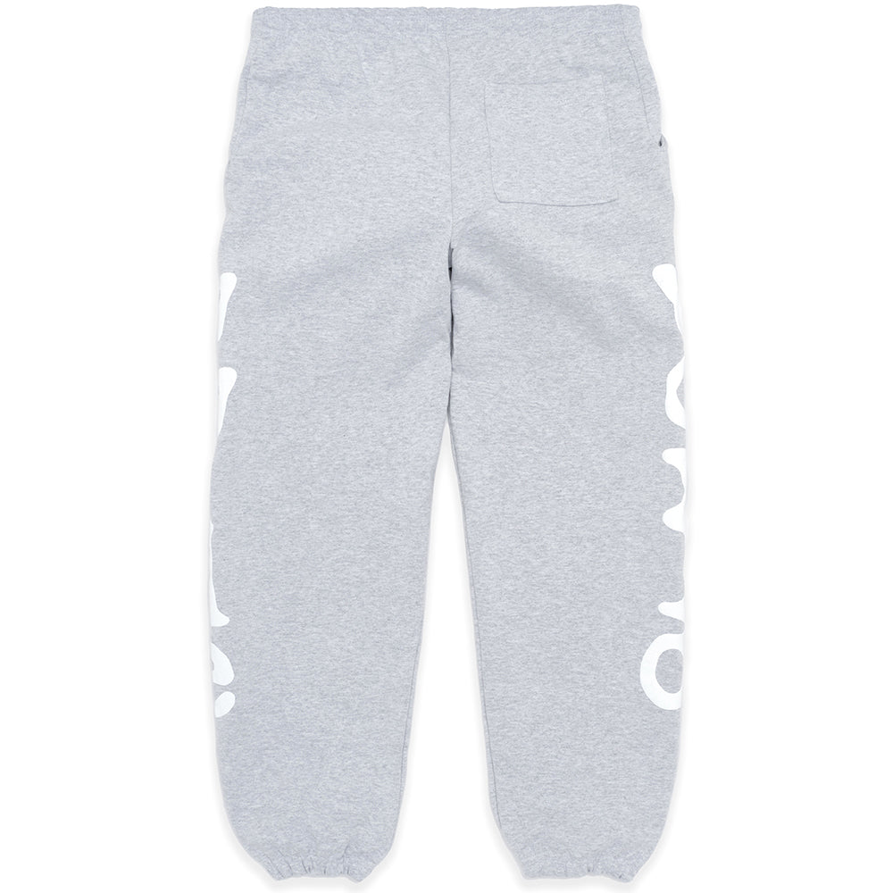 BELUGA SWEATPANT: Gray 23oz fleece sweatpants with "Worldwide" puff print down both legs.