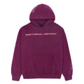 Purple 23oz fleece hoodie with "NOCTURNAL HIGHWAY" puff print and discharge print details.