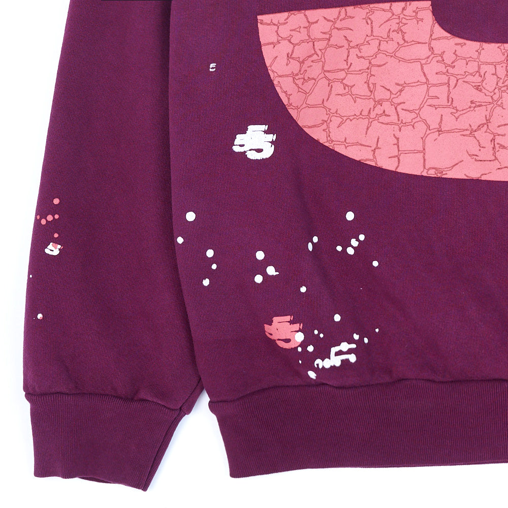NOCTURNAL HIGHWAY HOODIE: Dark purple 23oz fleece with pink puff print and white discharge print splatter.